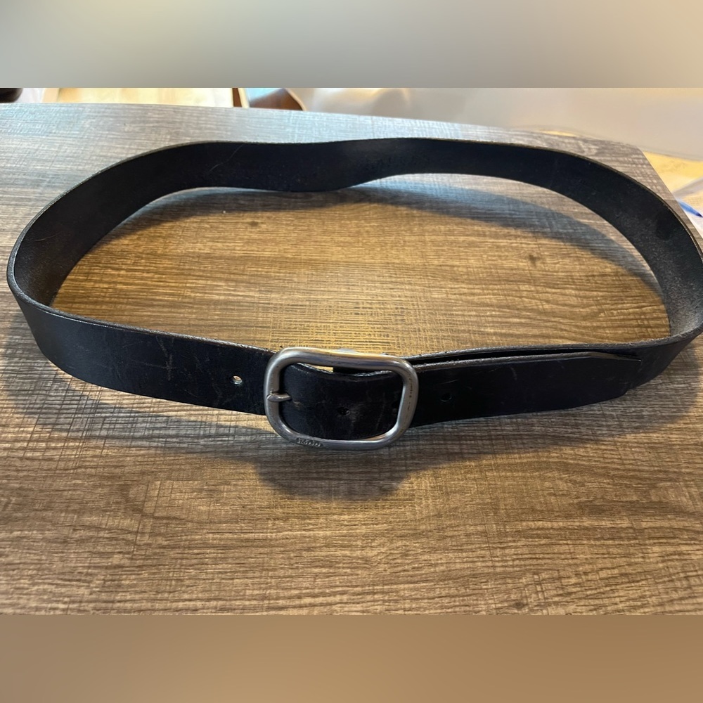 Black leather belt size 10-14 some wear